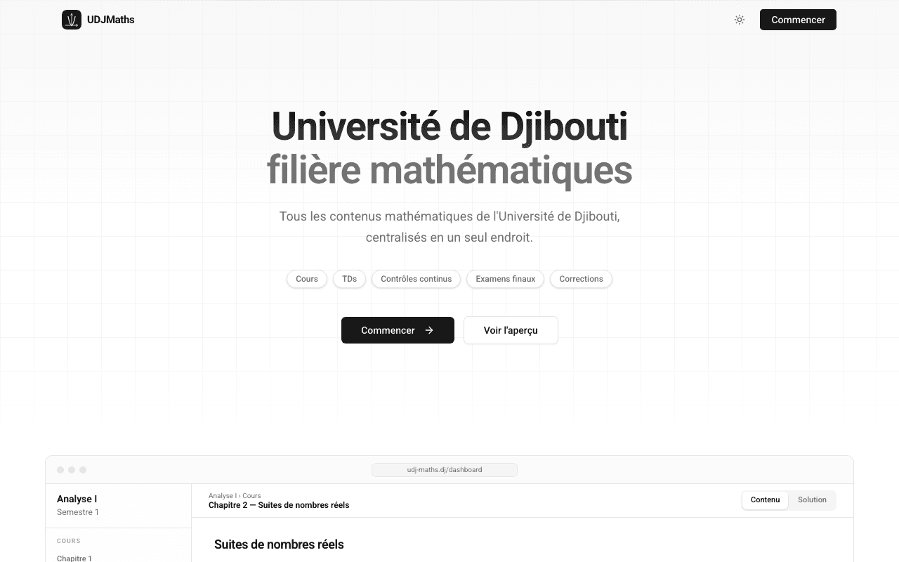 UDJMaths website preview